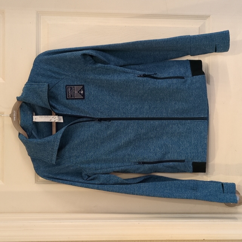 Oiselle Blue Herringbird Full-Zip Jacket